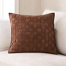 Hyde Woven Suede 20"x20" Brown Throw Pillow Cover + Reviews | Crate & Barrel | Crate & Barrel