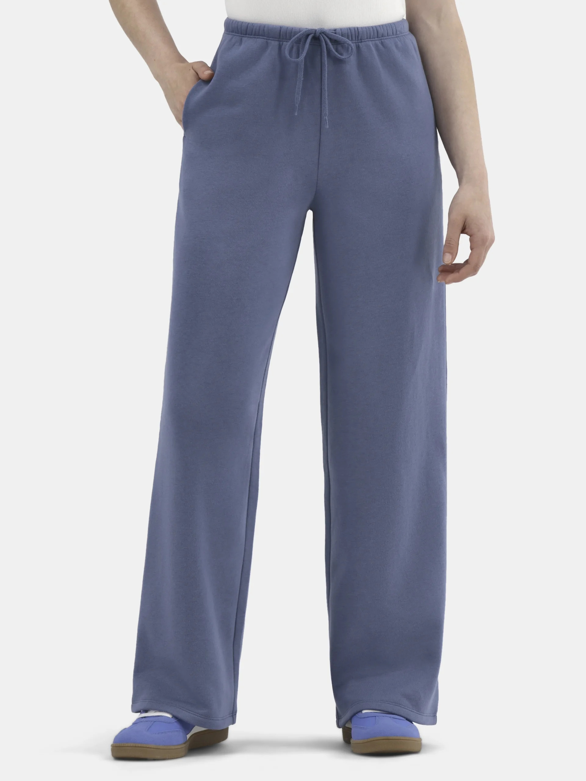 No Boundaries Soft Fleece Wide Leg Sweatpants, Women’s | Walmart (US)