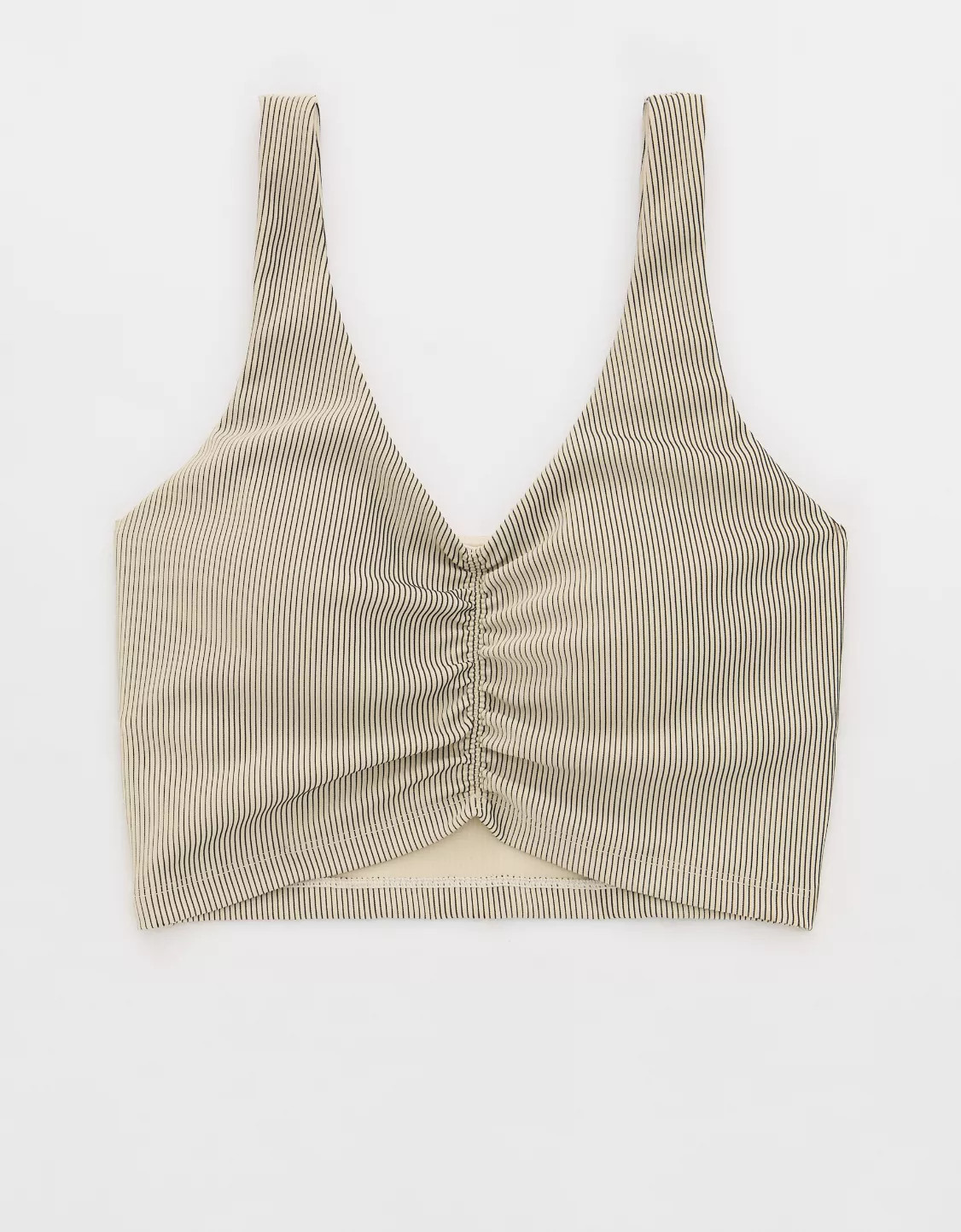 OFFLINE By Aerie Stripe Rib Ruched Low Key Sports Bra | Aerie