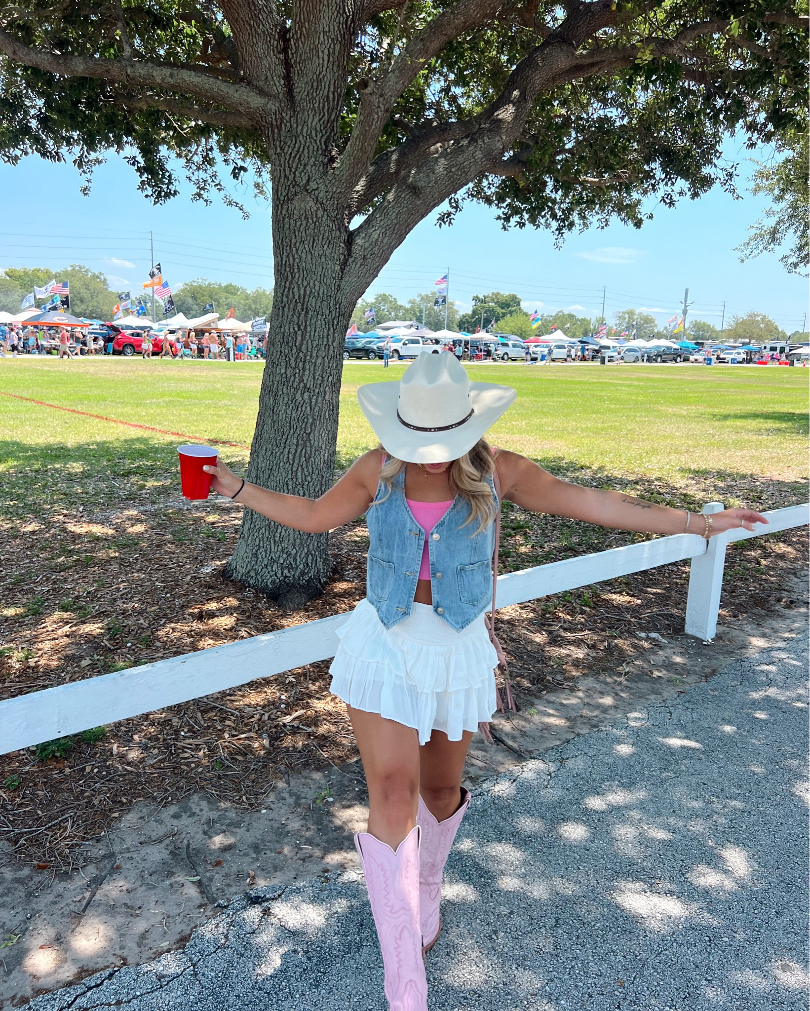 country concert outfit i wore to see kenny chesney 💗🌸🤠 

denim vest, western wear, ootd, outfit ideas, white skirt, cowboy bootss

#LTKFestival #LTKfindsunder100 #LTKstyletip