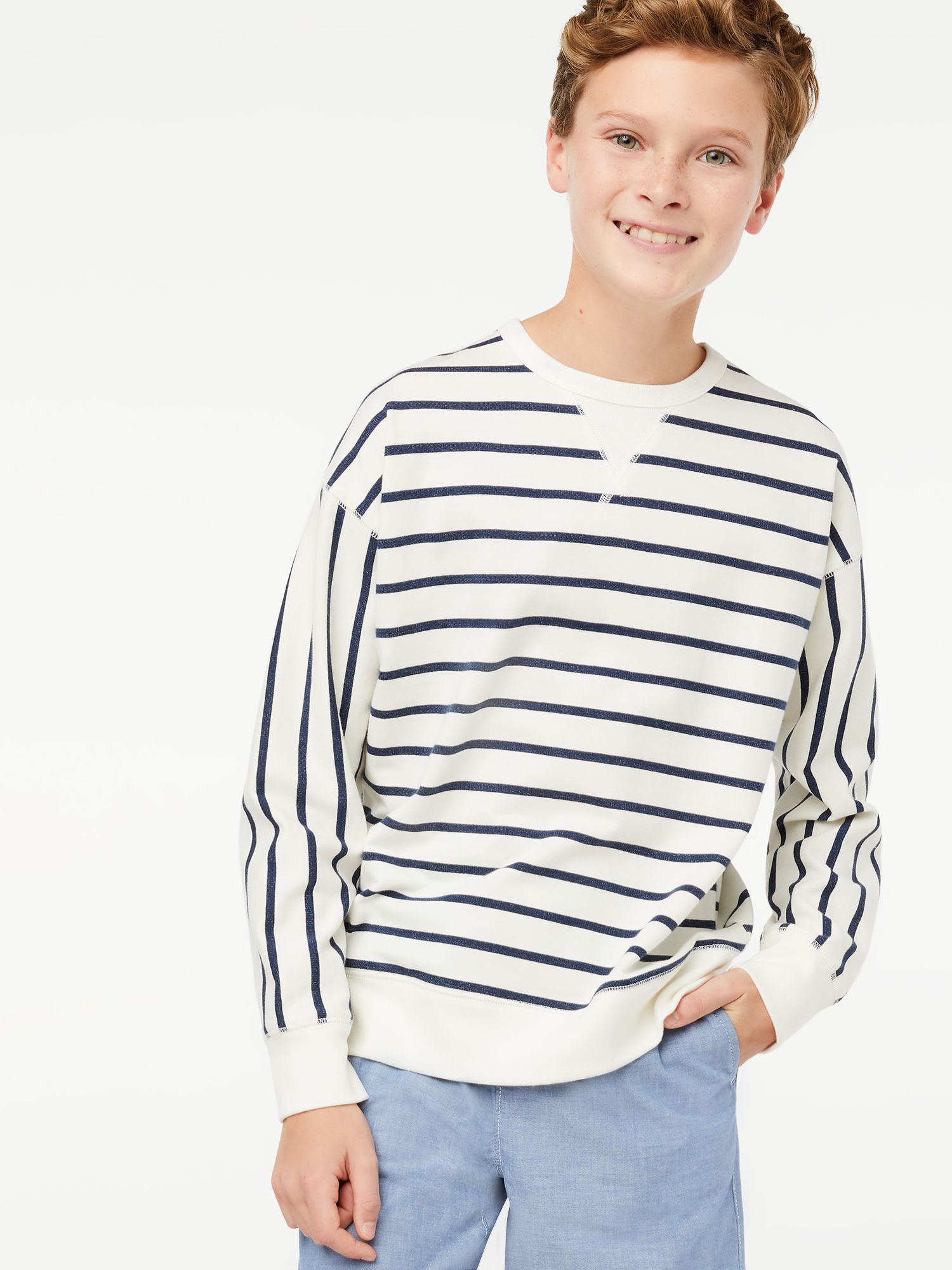 Free Assembly Boys' Stripe Crewneck Top, Sizes 4-18 | Walmart (US)