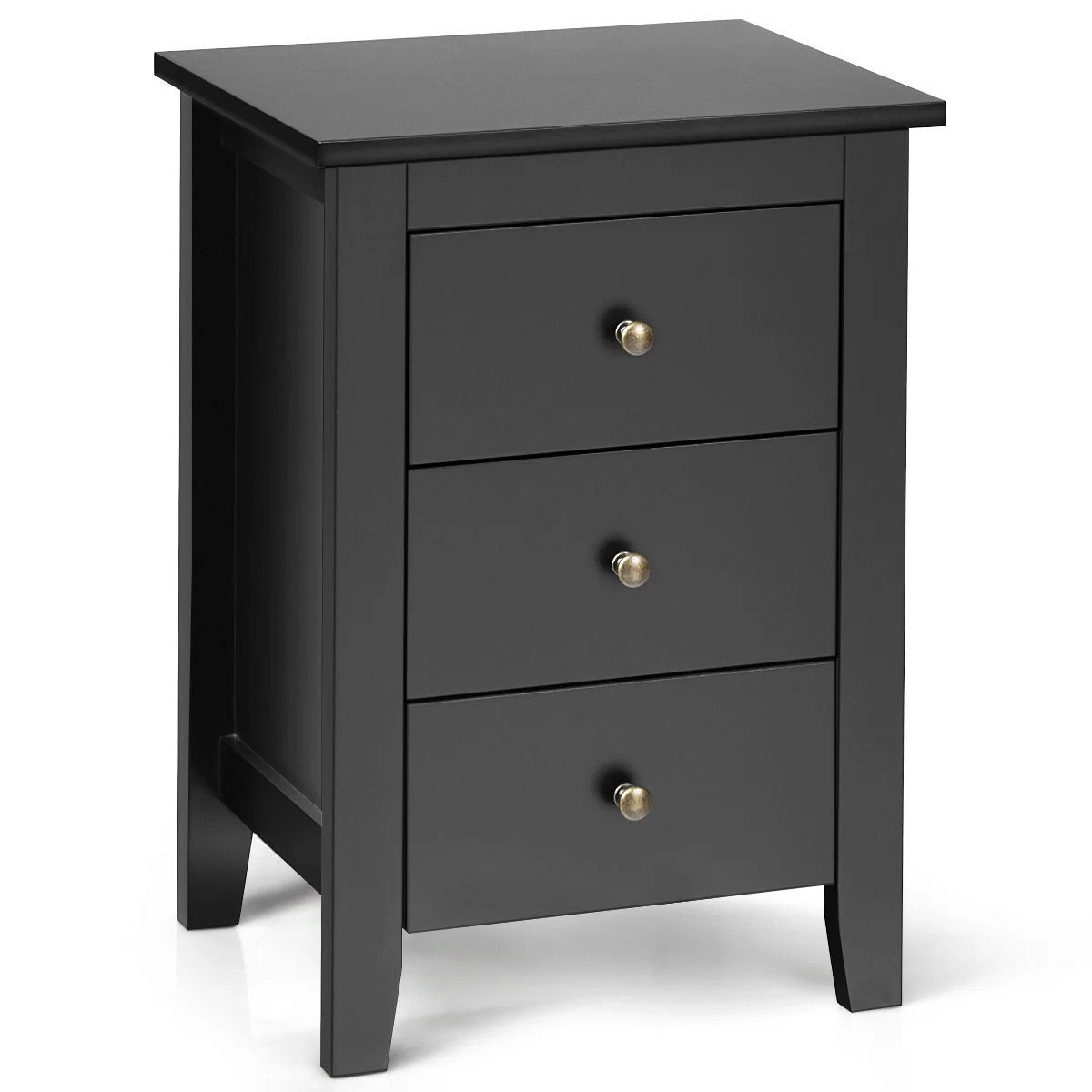 Costway Nightstand End Beside Sofa Table Cabinet w/ 3 Drawers Bedroom Furniture Black | Walmart (US)