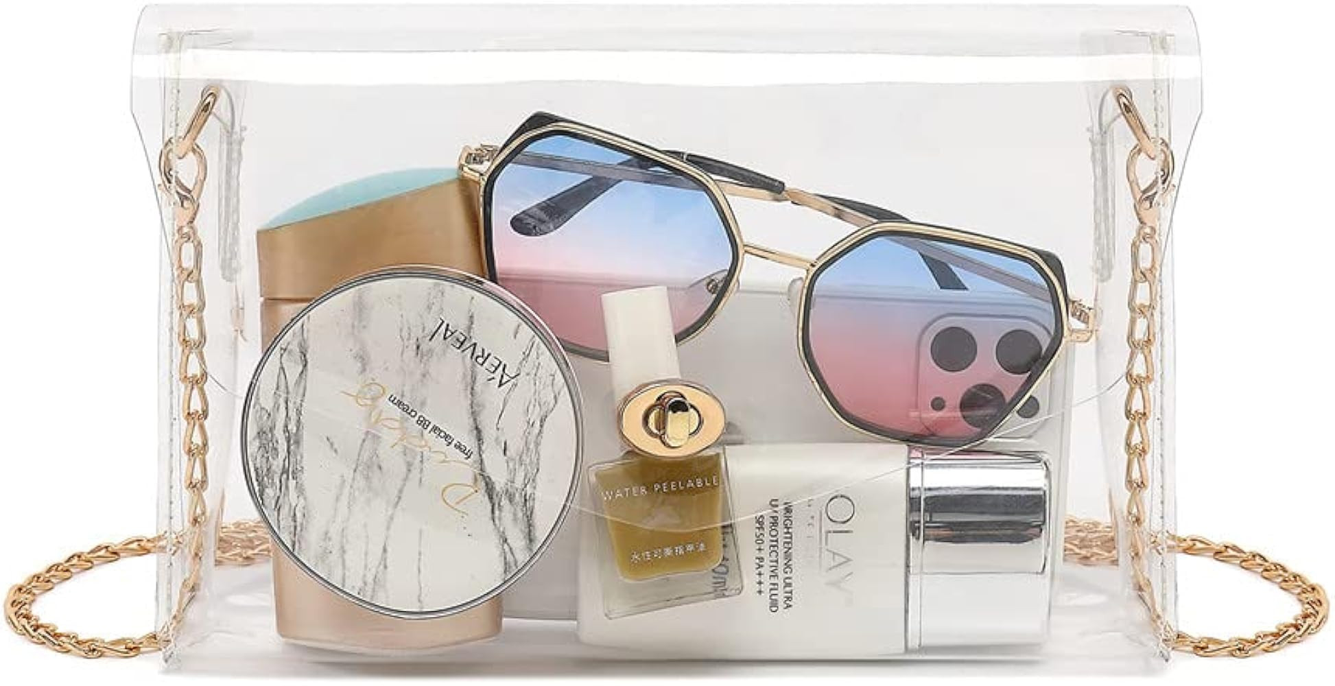 FAIME Clear Purse for Women Stadium, Cute Clear Bag Stadium Approved, Clear Clutch Handbag for Sp... | Amazon (US)