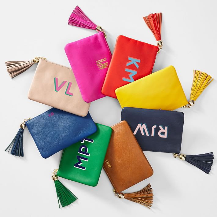 Leather Tassel Zipper Pouch, Printed | Mark and Graham