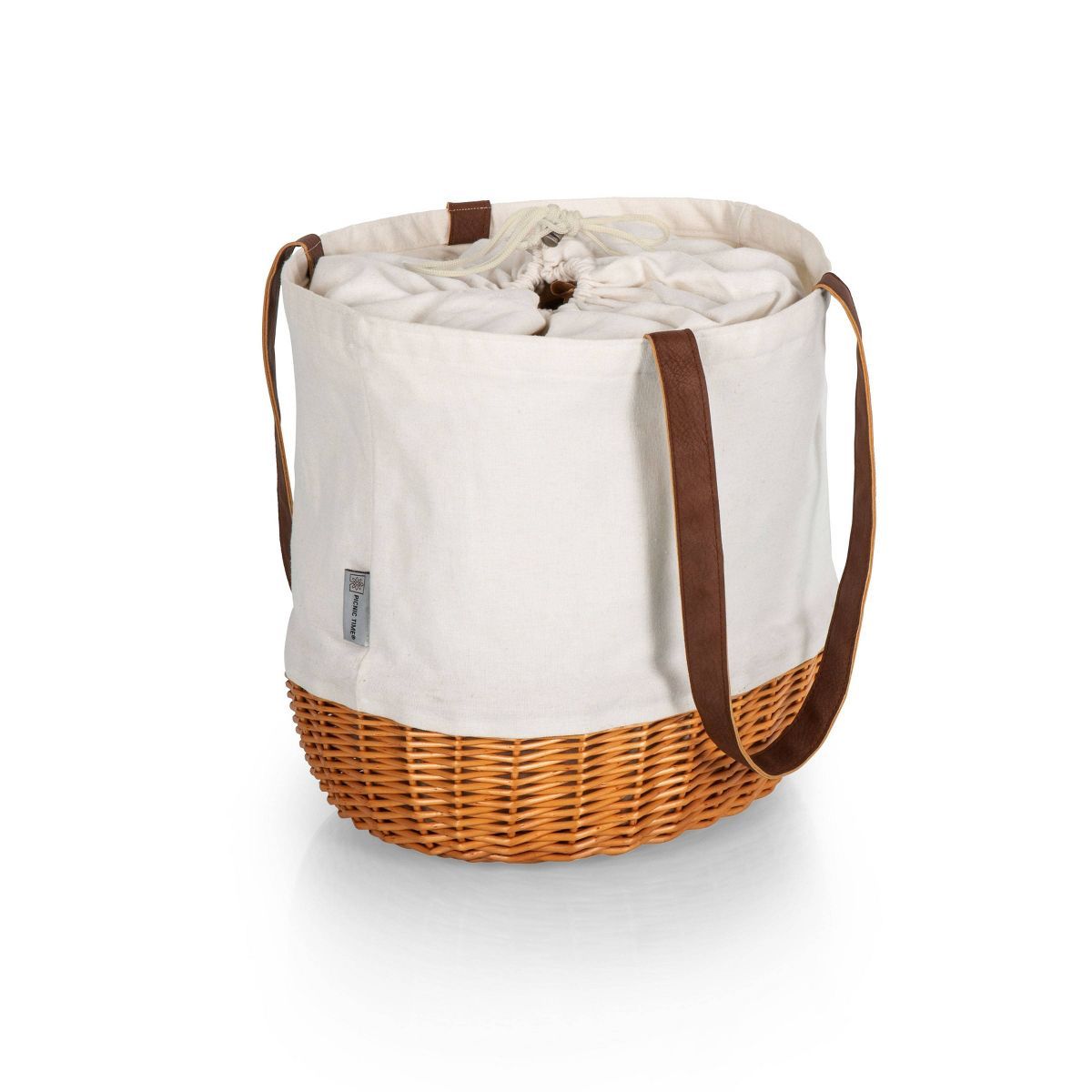 Picnic Time Coronado Canvas and Willow Basket Tote with Beige Canvas | Target