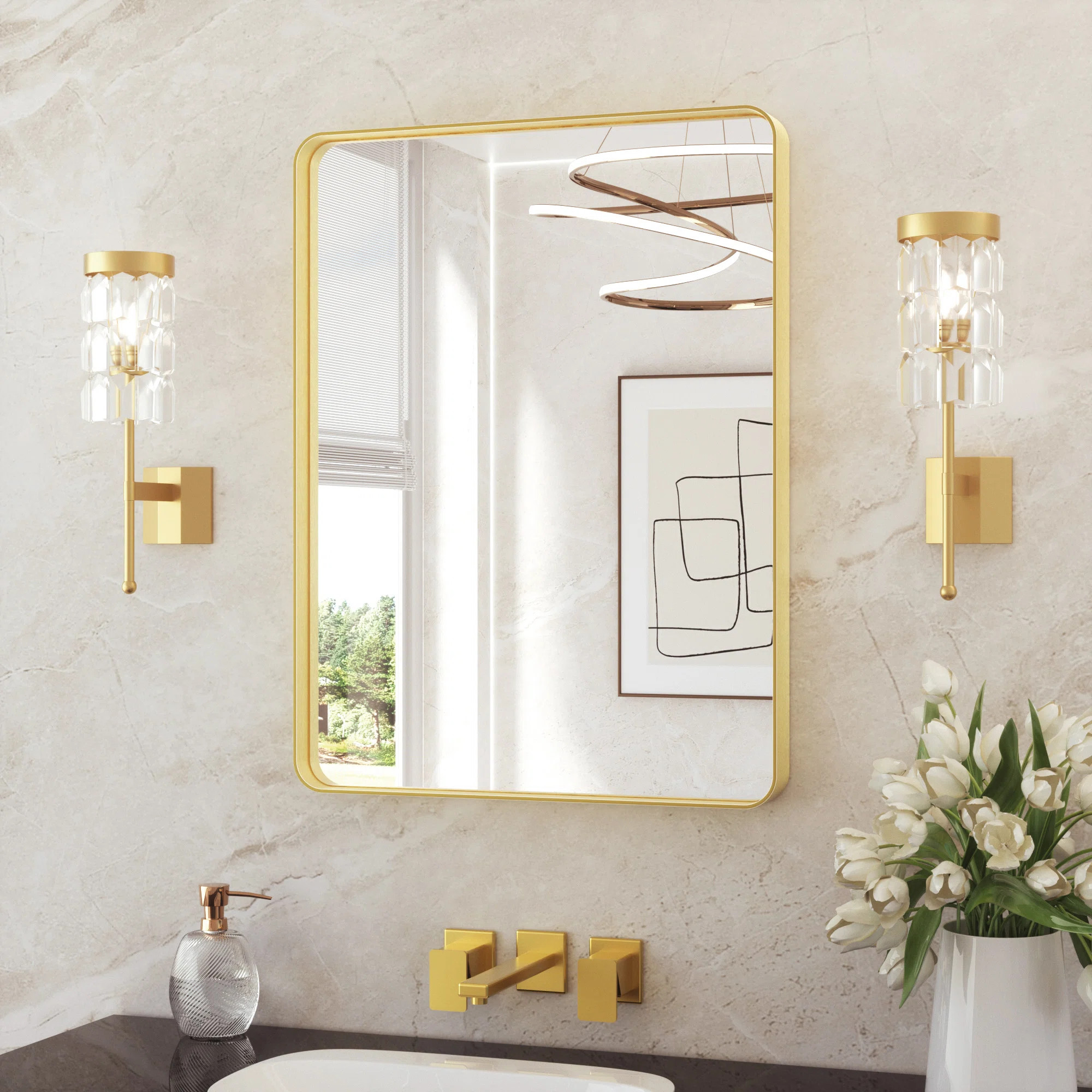 Leaderville 1.2" Thick Aluminum Framed Bathroom Mirror | Wayfair North America