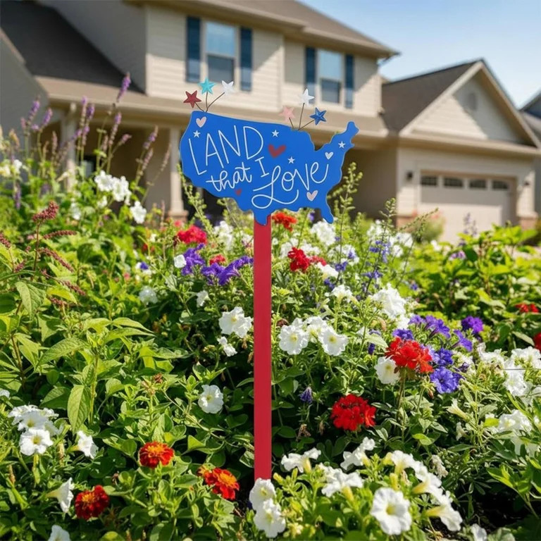 Land That I Love Yard Stake, Red/White/Blue, 25", Patriotic by Way To Celebrate | Walmart (US)