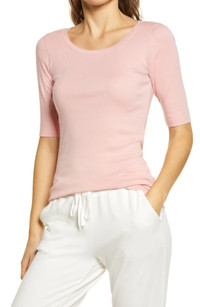 Click for more info about Ballet Neck Cotton & Modal Knit Elbow Sleeve Tee