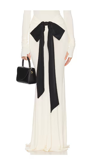 The Althea Jersey Skirt With Bow in Swiss Cream | Revolve Clothing (Global)