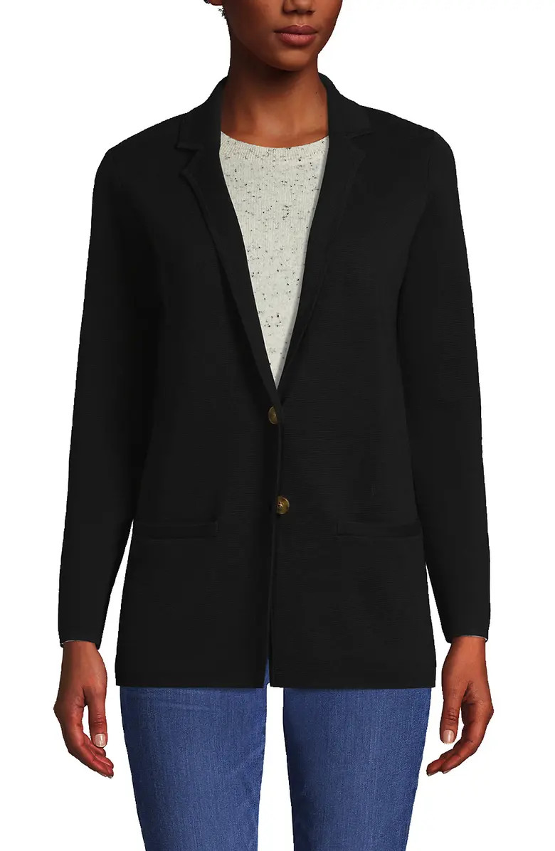 Fine Gauge Cotton Button Front Blazer Sweater | Nordstrom