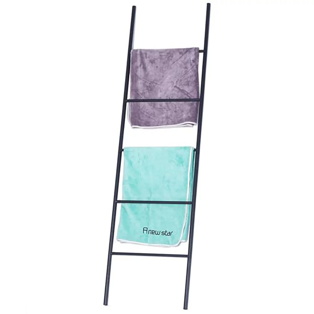 Romanda Towel Blanket Ladder Leaning Black Metal Blanket Holder 5 Tier Industrial Ladder Rack for... | Walmart (US)