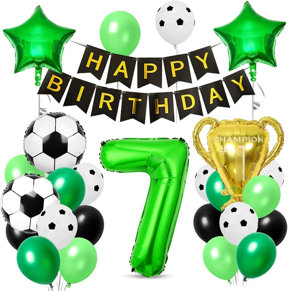 Globos de Cumpleaños Fútbol 7 años, Globos de Aluminio Fútbol, Decoraciones para Fiesta de Fu... | Amazon (ES)