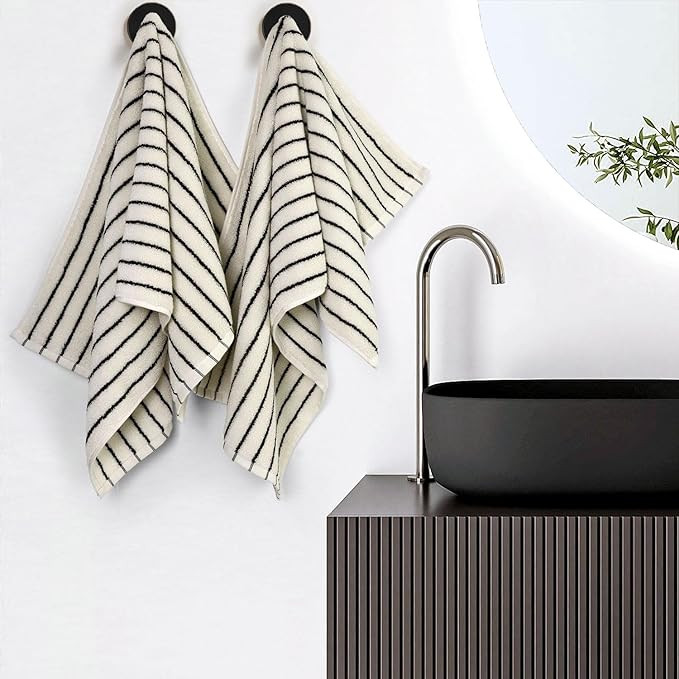 Jacquotha Black and White Striped Hand Towels for Bathroom, Vintage Kitchen Decor, Guest Use, Adu... | Amazon (US)