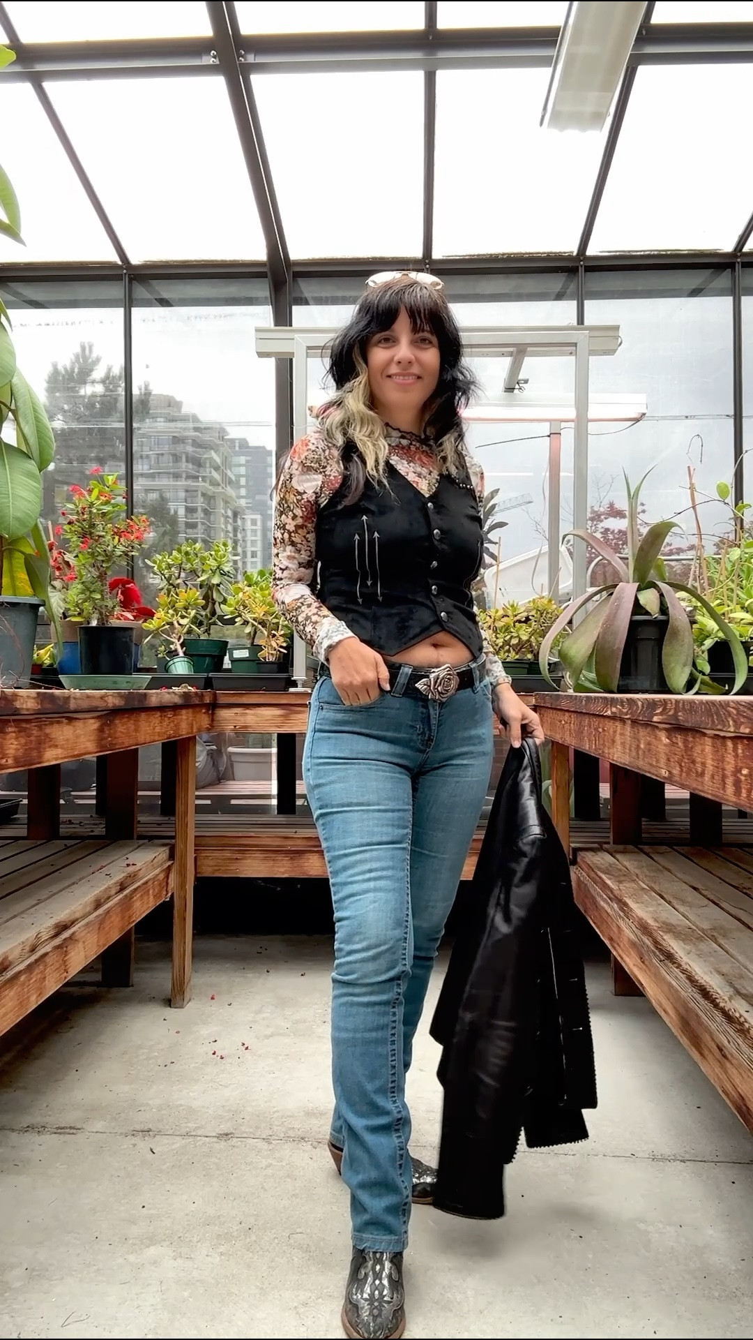 Denim + leather = forever cool 🤠✨ Whether it’s date night, girls’ night, or dancing at a concert, this fit does it all.

I styled my Betty 19 jeans with a vintage leather jacket, velvet vest, and a sheer floral top for just the right mix of western business casual + rocker chic. Finished it off with boots that have the tiniest snakeskin shimmer (because a little shine never hurt nobody 😉).

Tagging all the pieces so you can snag the vibe for yourself!

#WesternStyle #OOTD #DateNightLook #ConcertStyle #DenimAndLeather

#LTKworkwear #LTKsale #LTKjeans