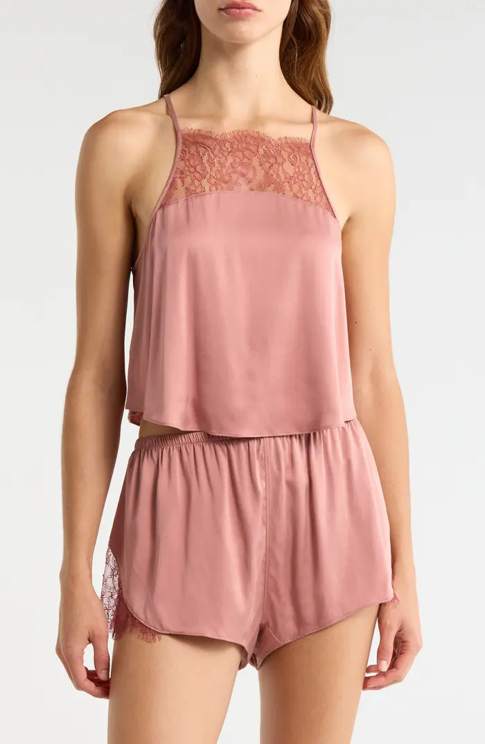 Lace Trim Washable Silk Short Pajamas | Nordstrom