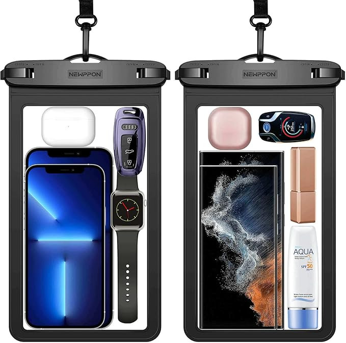 newppon 10.5" XL Large Waterproof Phone Pouch : 2 Pack Underwater Clear Cellphone Holder - Univer... | Amazon (US)