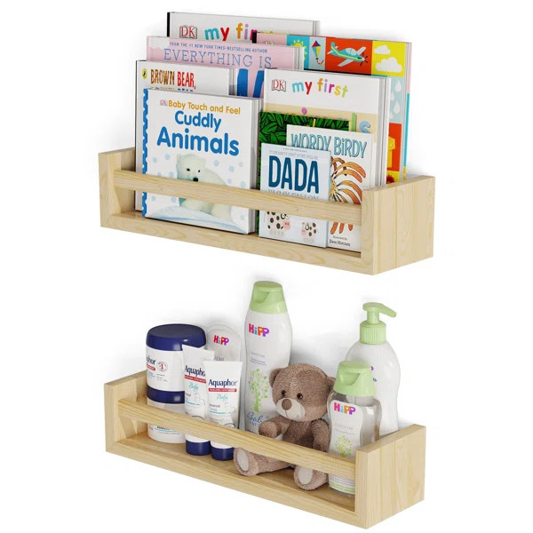 Aldridge Isabelle & Max™ 3.5'' H X 15.75'' W Solid Wood Pine Floating Shelf Kids Bookcase (Set ... | Wayfair North America