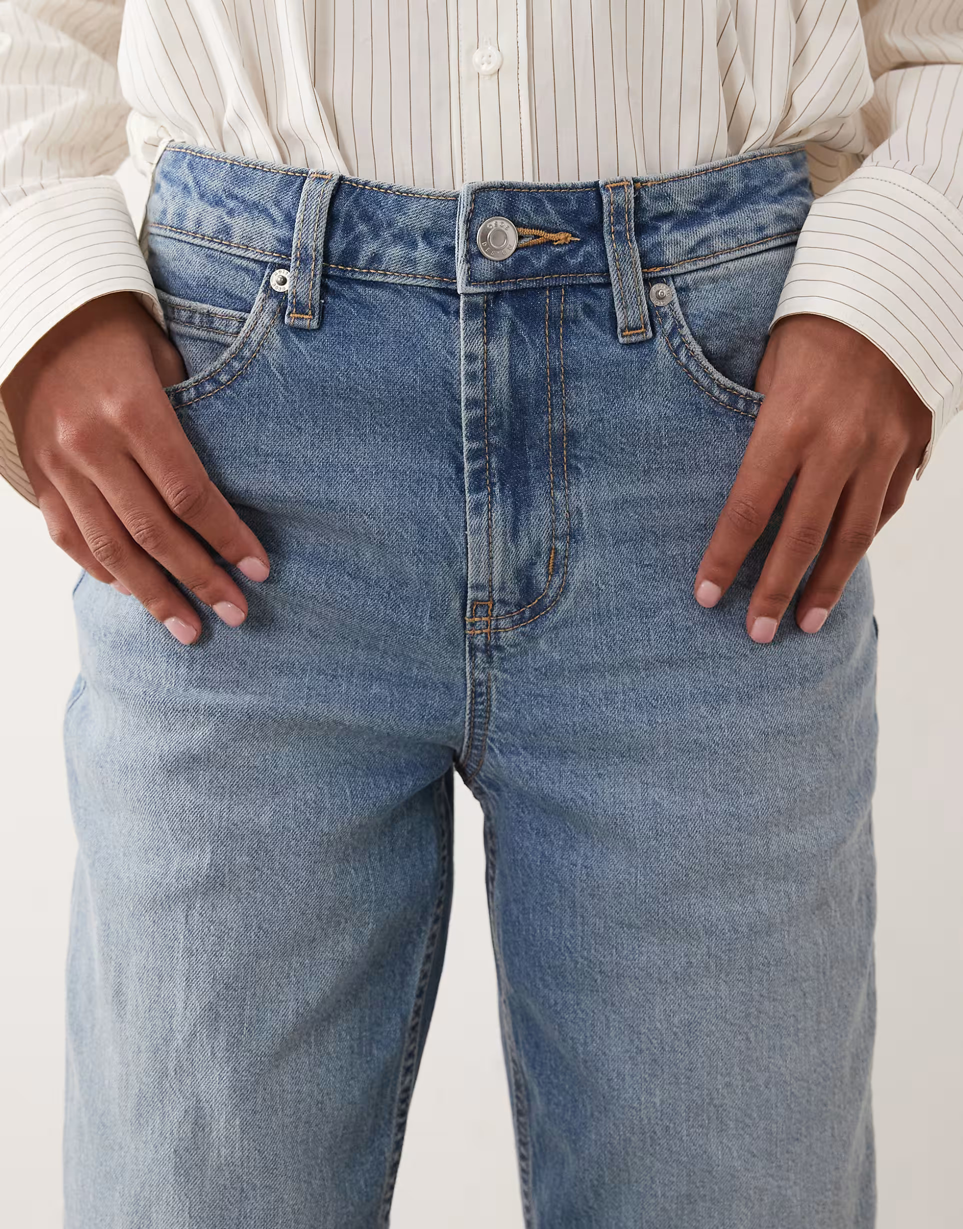ASOS DESIGN ankle grazer comfort stretch straight leg jeans in authentic mid blue | ASOS (Global)