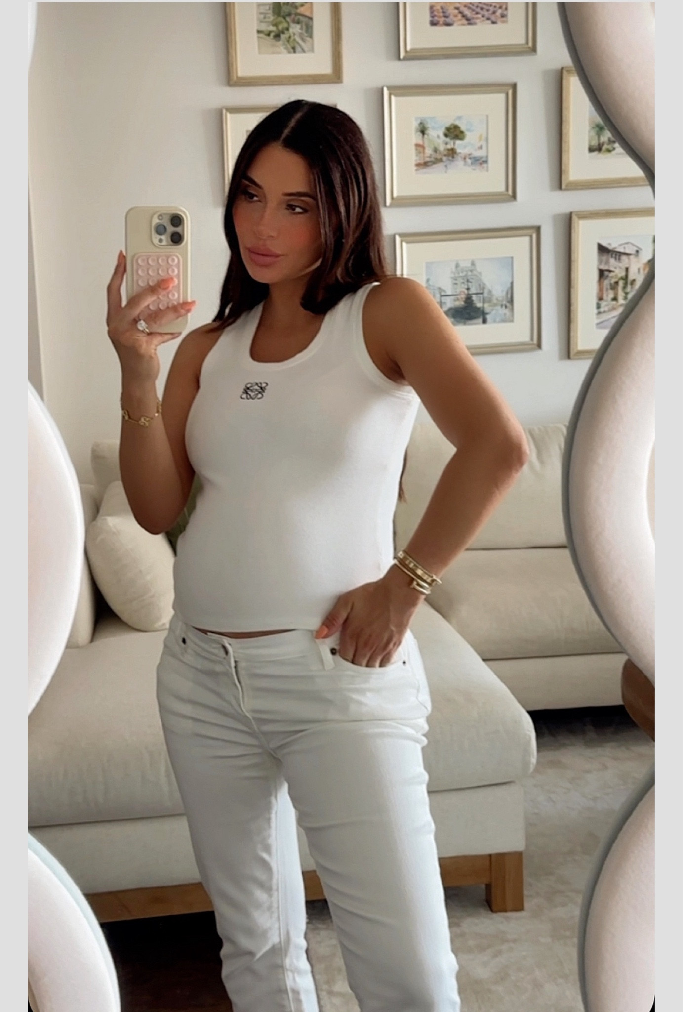 last licks for this top before I can’t fit in it anymore… top x maternity jeans linked below…
wearing size XS in the top & size 25 in the jeanss

#LTKBump #LTKStyleTip