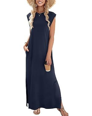 Zeagoo Maxi Dresses for Women 2025 Summer Casual Sleeveless Floral Sundress Long Split Dresses wi... | Amazon (US)