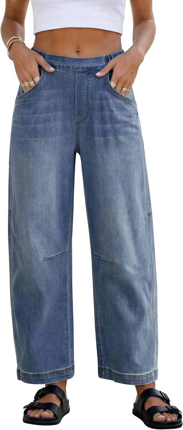 ANRABESS Women Barrel Jeans Baggy High Waist Wide Leg Pants | Amazon (US)