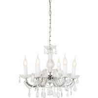 Chandelier transparent with chrome 6 lights - Marie Theresa | ManoMano UK