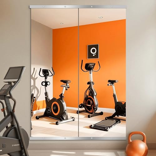 TRAHOME Home Gym Mirror for Wall, 70"x24"x2PCS Full Length Gym Mirror Frameless Wall-Mounted for Garage, Home Gym, Living Room, Bedroom(Silver) | Amazon (US)
