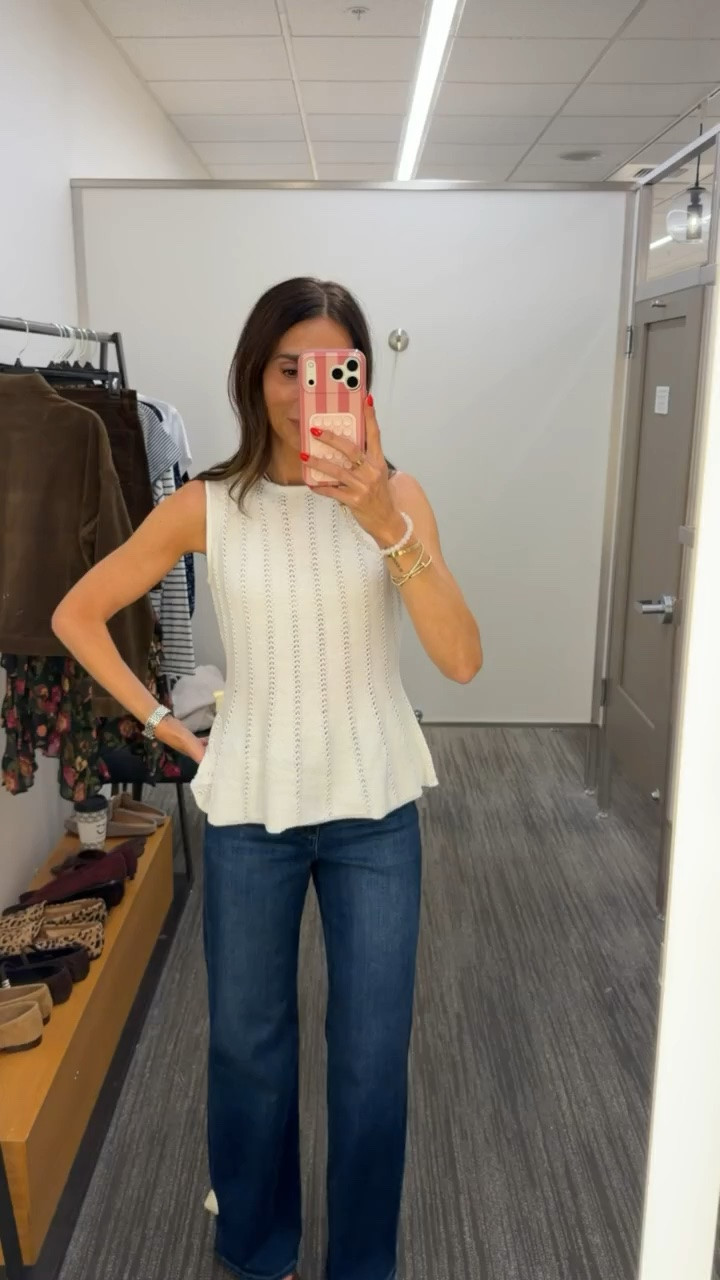 Nordstrom Anniversary Sale, nsale, Paige jeans size 25, sleeveless sweater size XS, mesh flats.

#LTKOver40 #LTKSaleAlert