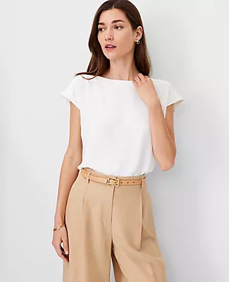 Ann Taylor Tall Boatneck Shirttail Top | Ann Taylor (US)