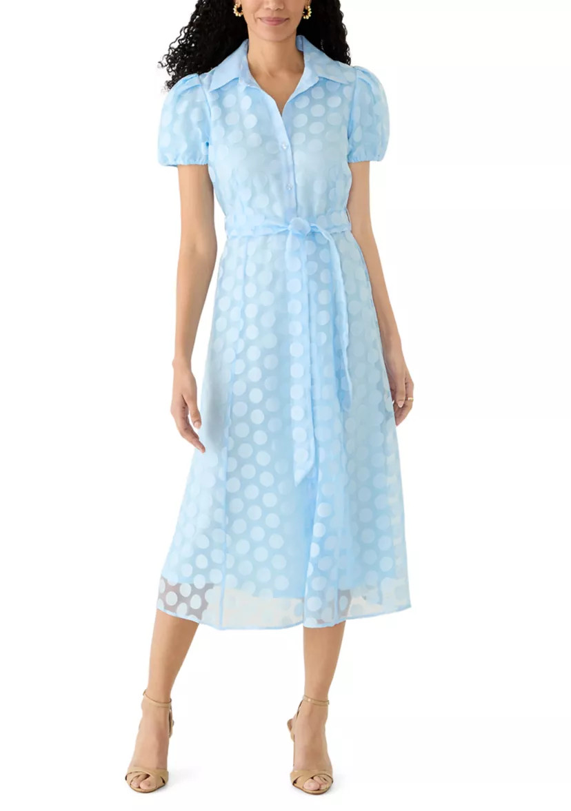 Women's Puff Sleeve Dot Midi Dress | Belk