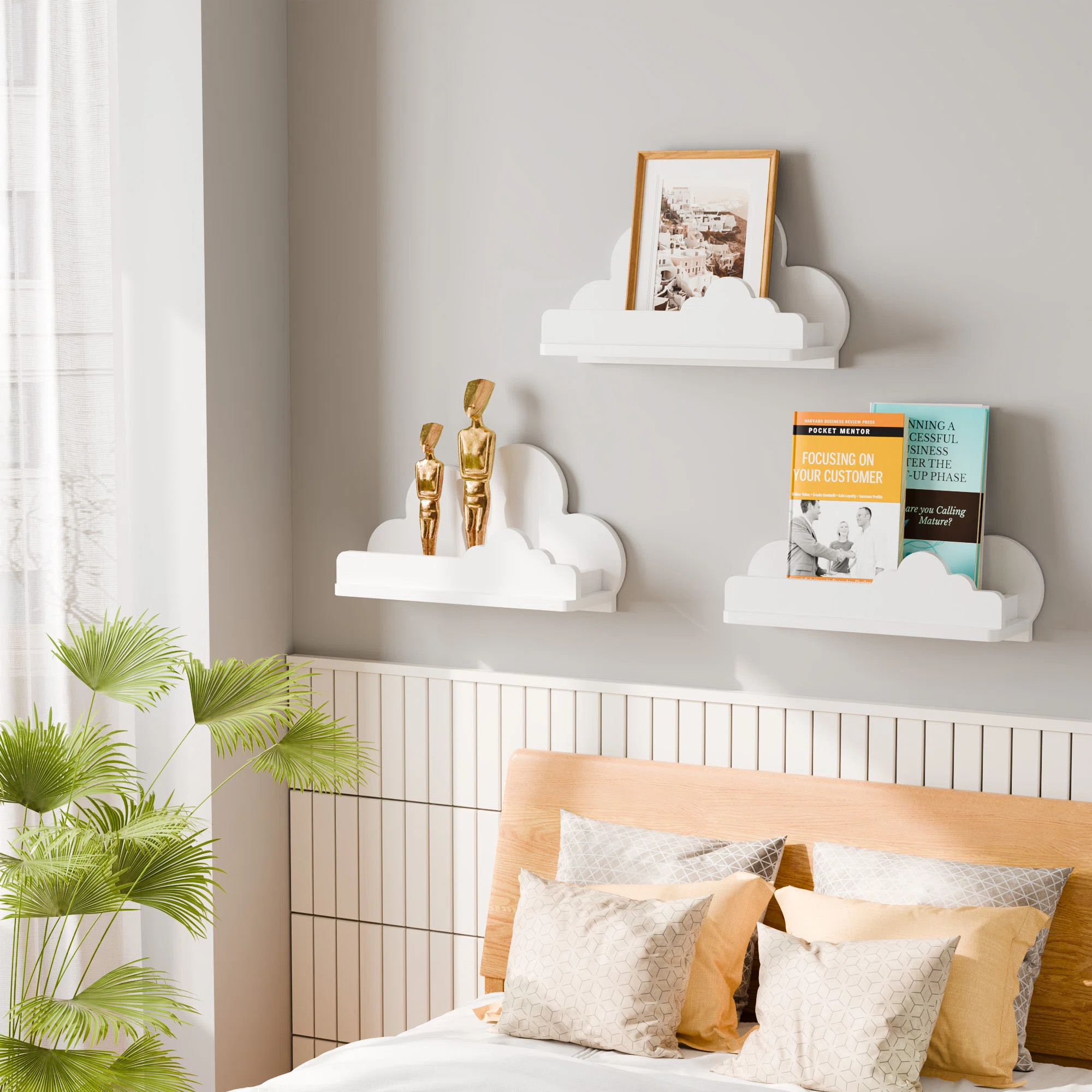 Cloud Shelves For Kid’s Room Nursery Wall Deor Set Of 3, White Cloud Bookshelf Floating Shelf, ... | Wayfair North America