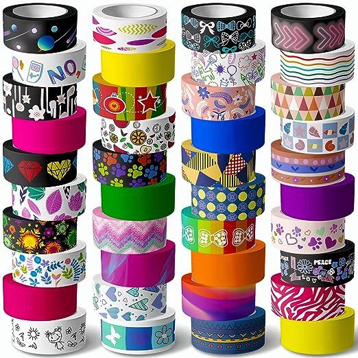 40 Rolls Washi Tape Set - 15 mm Wide Colored Masking Tape for Kids and Аdults,Decorative Adhesiv... | Amazon (US)