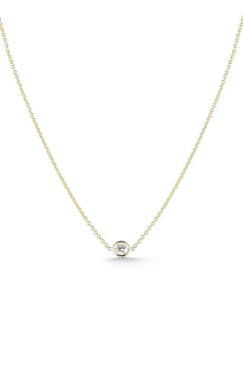 Roberto Coin Tiny Treasures Diamond Bezel Necklace in Yellow Gold at Nordstrom, Size 16 | Nordstrom