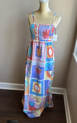 Japna Women’s Maxi New Colorful Sun Floral Cotton summer Dress New Sz S  | eBay | eBay US