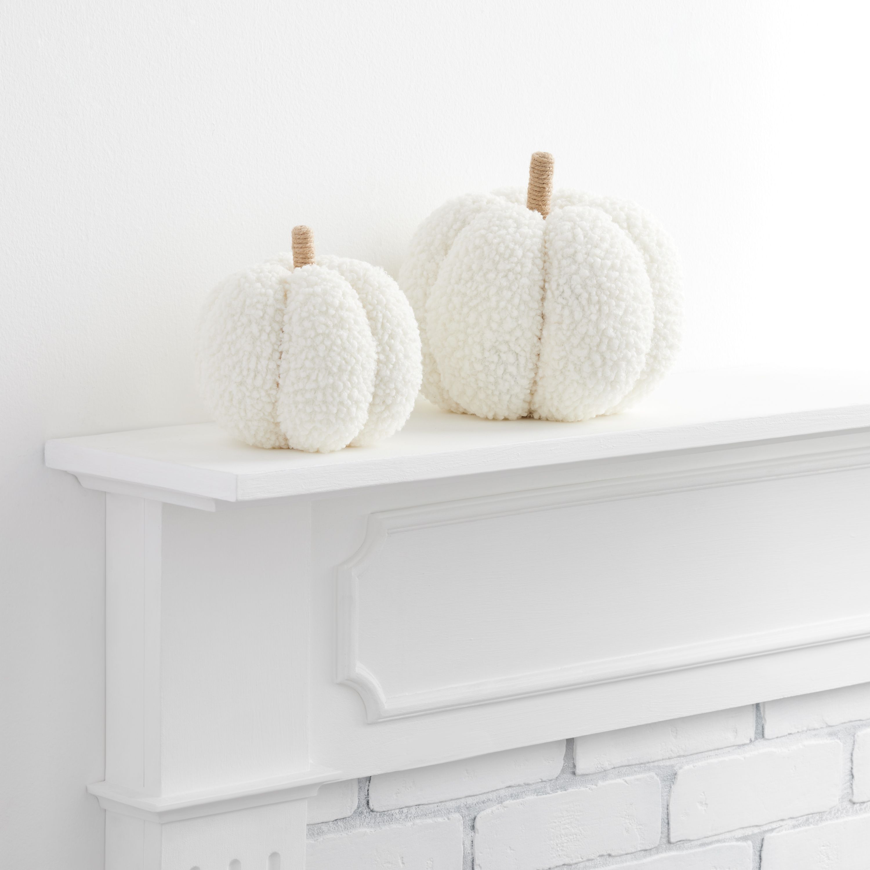 White Boucle Fabric Pumpkin Décor | World Market