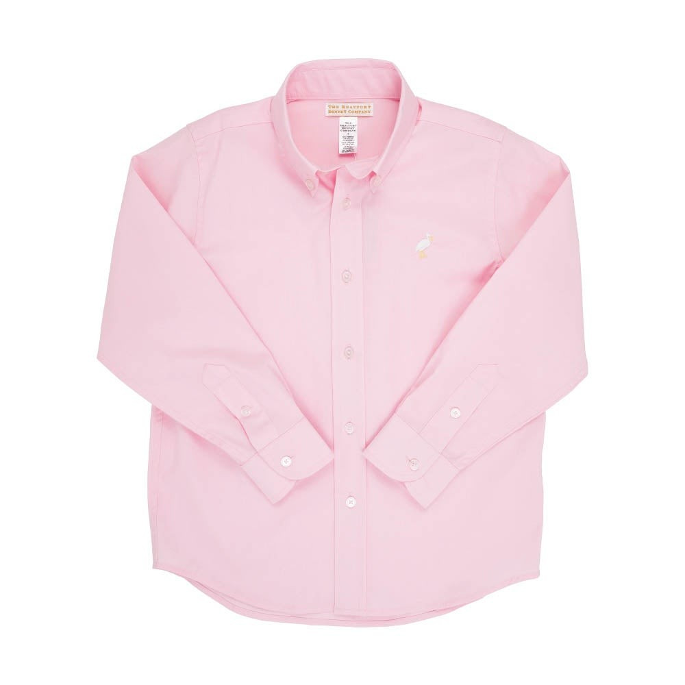 Dean's List Dress Shirt - Palm Beach Pink with Multicolor Stork | The Beaufort Bonnet Company