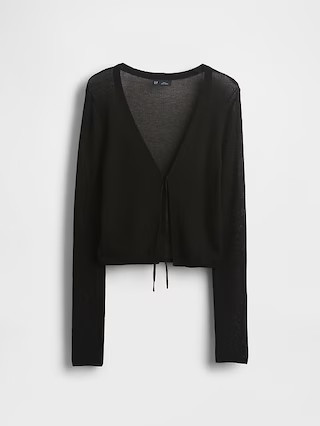 Sheer Rib Cropped Tie-Front Cardigan | Gap (US)