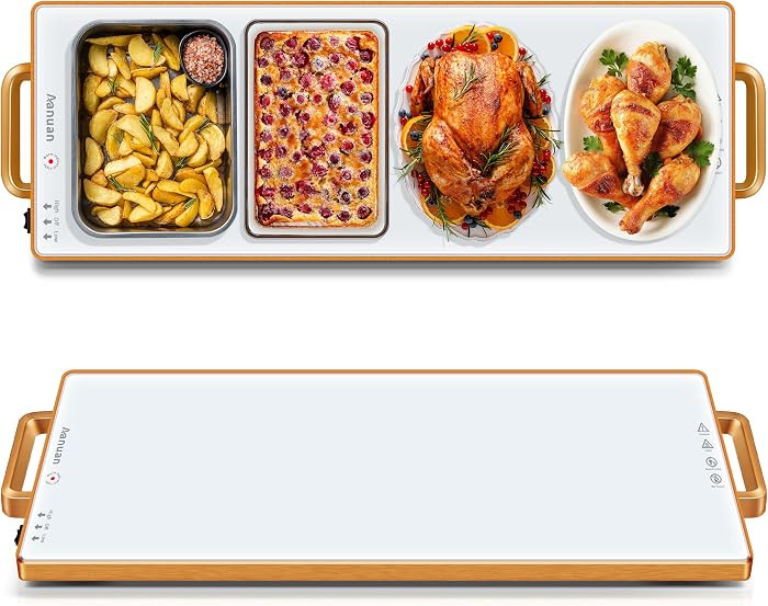 Warming Trays for Buffets Party,31.5"x11.8",Tempered Glass Warmer Mat,White | Amazon (US)