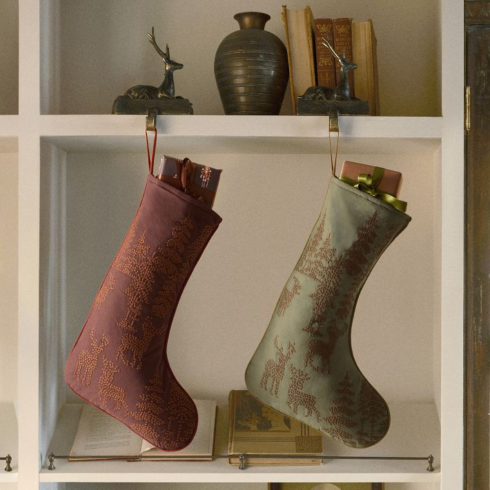 Lone Fox Cross-Stitch Stockings | West Elm (US)