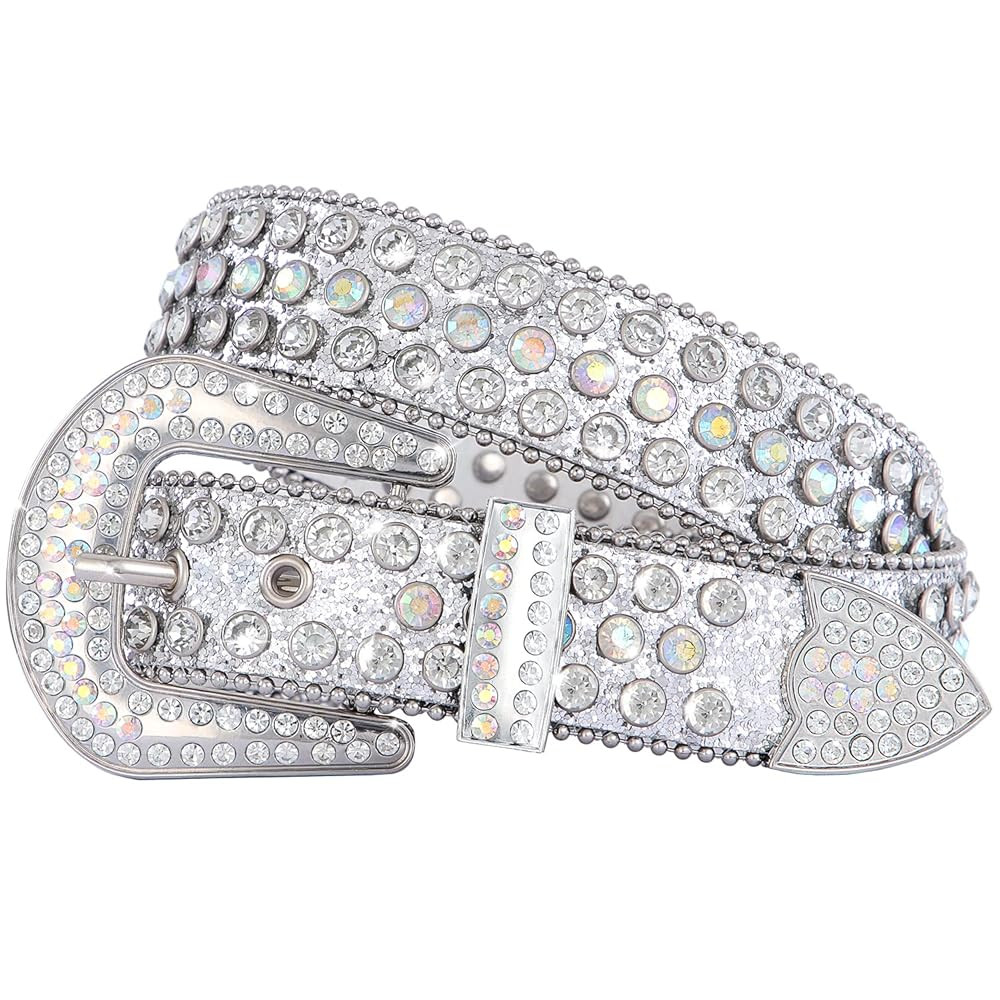 FIORETTO Men Women Rhinestone Belt Bling Western Studded Leather Belt Shining Diamond Cowgirl Cow... | Amazon (US)
