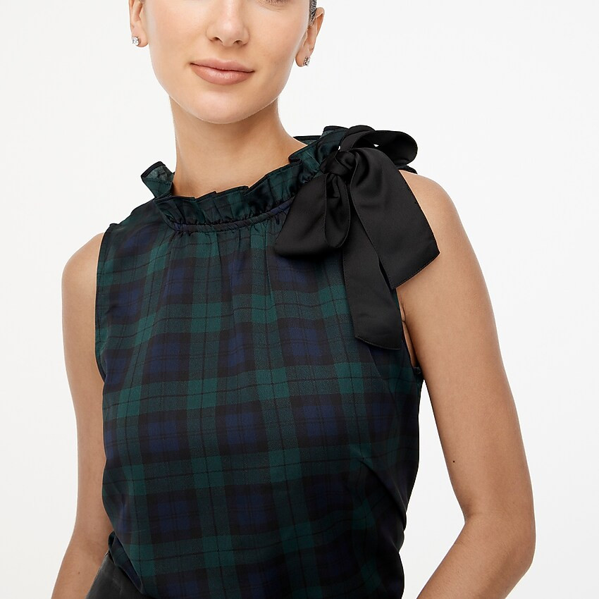 Black Watch plaid bow-neck ruffle top | J.Crew Factory