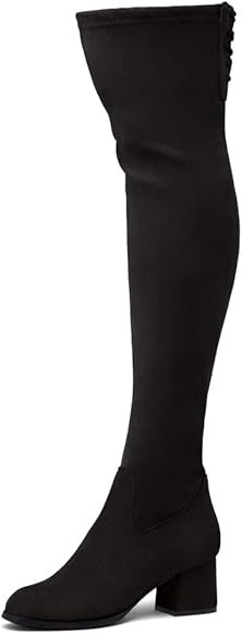 Shoe Land CARAA Women’s Thigh High Stretchy Boots Block Heel Side Zipper Back Lace Over The Knee Cas | Amazon (CA)
