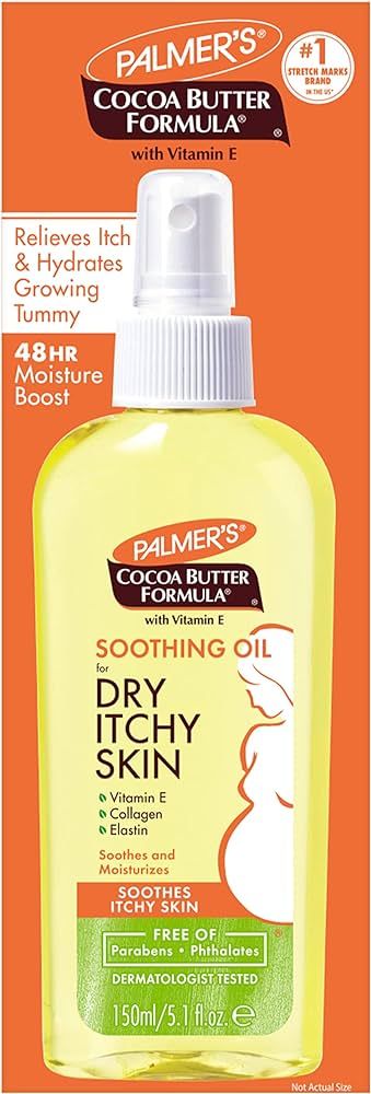Palmer's Cocoa Butter Formula Soothing Oil with Vitamin E, Dry, Itchy Skin Relief, Pregnancy-Safe... | Amazon (US)