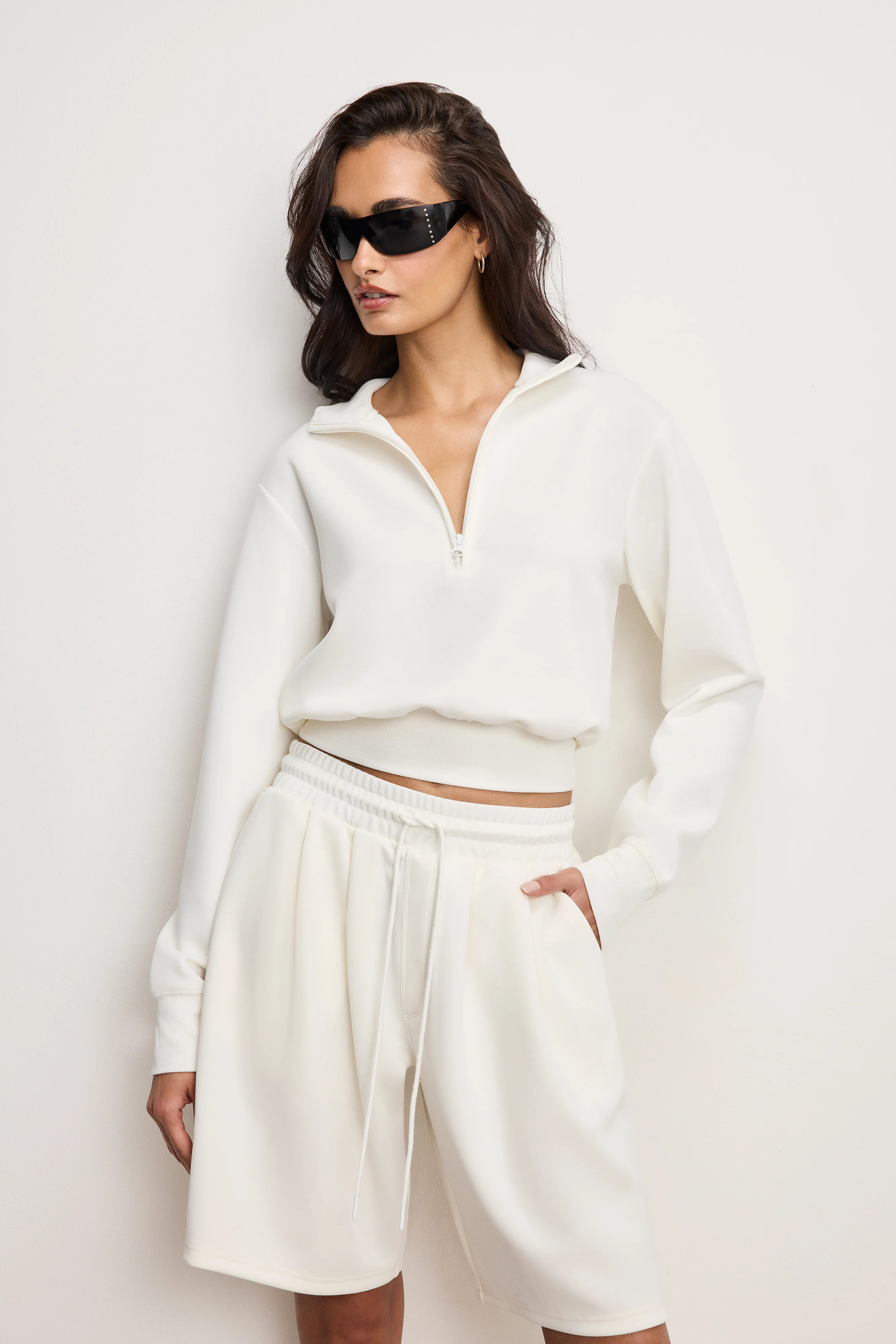 AIR SOFT SCUBA HALF ZIP SWEATSHIRT | CLOUD WHITE - GOOD AMERICAN | Good American