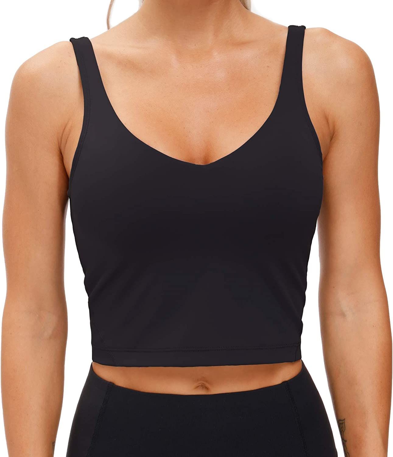 Women’s Longline Sports Bra Wirefree Padded Medium Support Yoga Bras Gym Running Workout Tank Tops | Amazon (US)