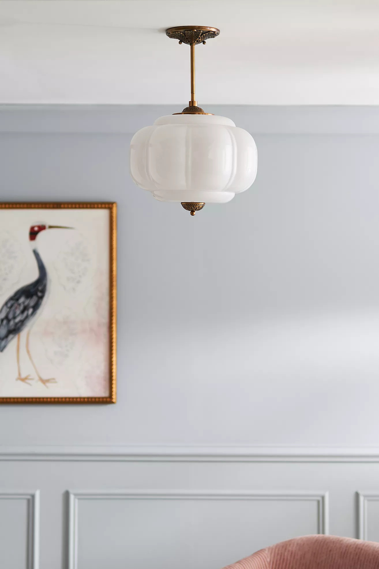 The Eloise Scallop Milk Glass Semi-Flush Mount Ceiling Light | Anthropologie (US)