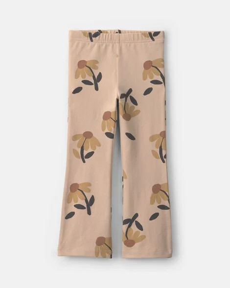 Toddler Girl Floral Cotton Pull-On Stretch Flare Leggings - Tan | Carter's | Carter's Inc