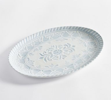 Chambray Tile Outdoor Melamine Serving Platter | Pottery Barn (US)