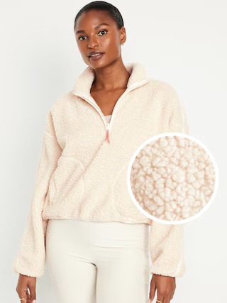 Cropped Sherpa 1/4-Zip Pullover for Women | Old Navy (US)