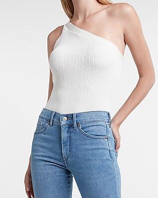 Ribbed One Shoulder Sweater Tank | Express